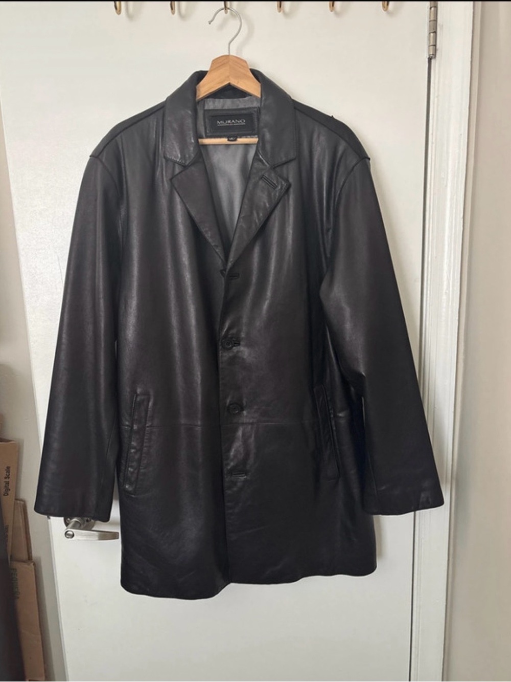 Murano Men’s Black Leather Coat